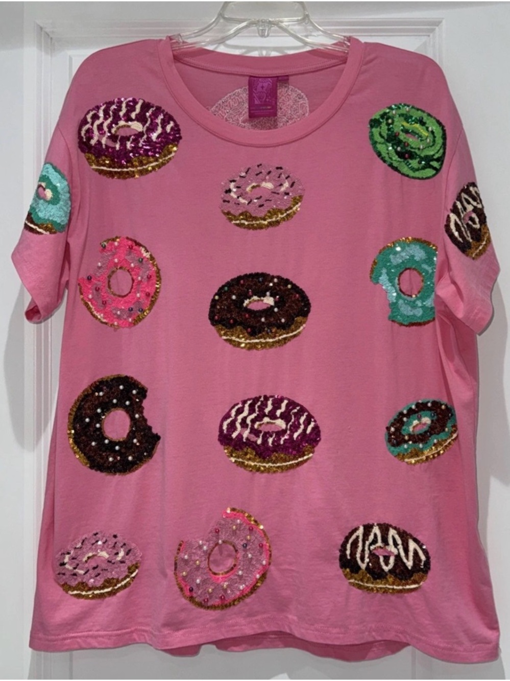 🍩Fabulous Queen Of Sparkles XXL Donut Tee w/Sequins & Pearls EUC